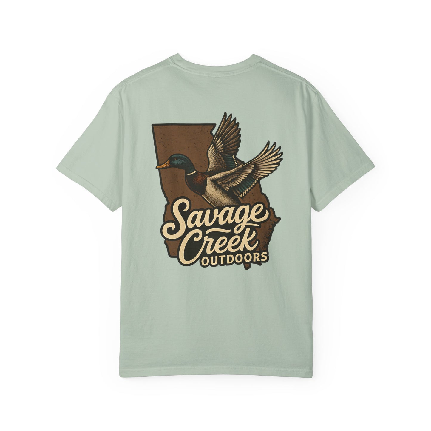 Savage Creek Outdoors GA Mallard Duck Unisex Short Sleeve T-Shirt With Back Design