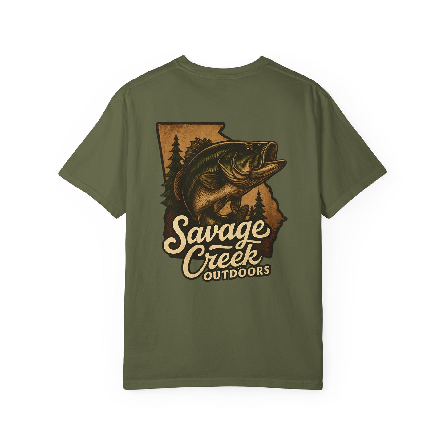 Savage Creek Outdoors Largemouth Bass Unisex Short Sleeve T-Shirt With Back Design