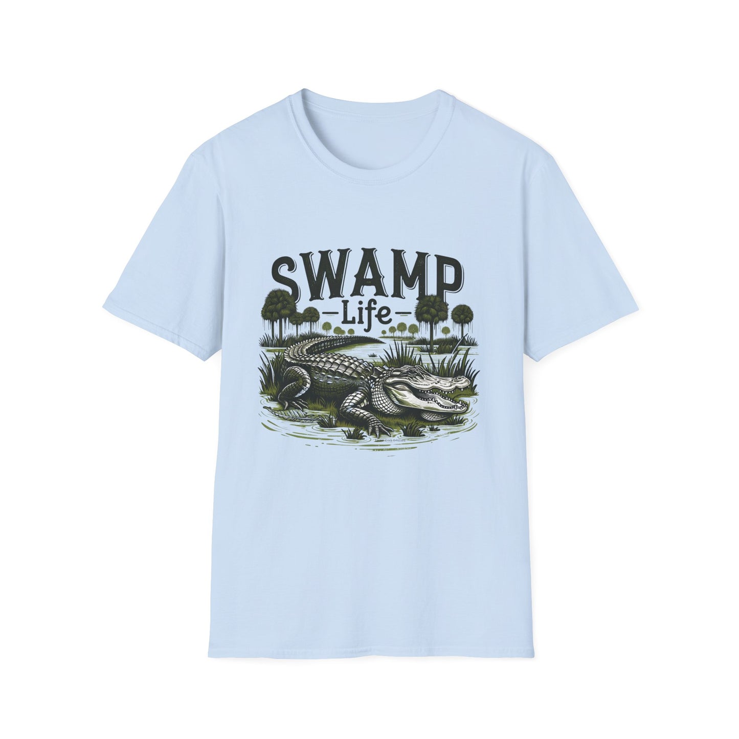 Swamp Life Alligator Unisex Short Sleeve T-Shirt, Front Design