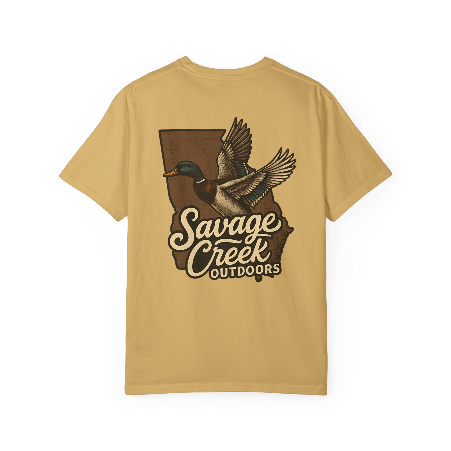 Savage Creek Outdoors GA Mallard Duck Unisex Short Sleeve T-Shirt With Back Design