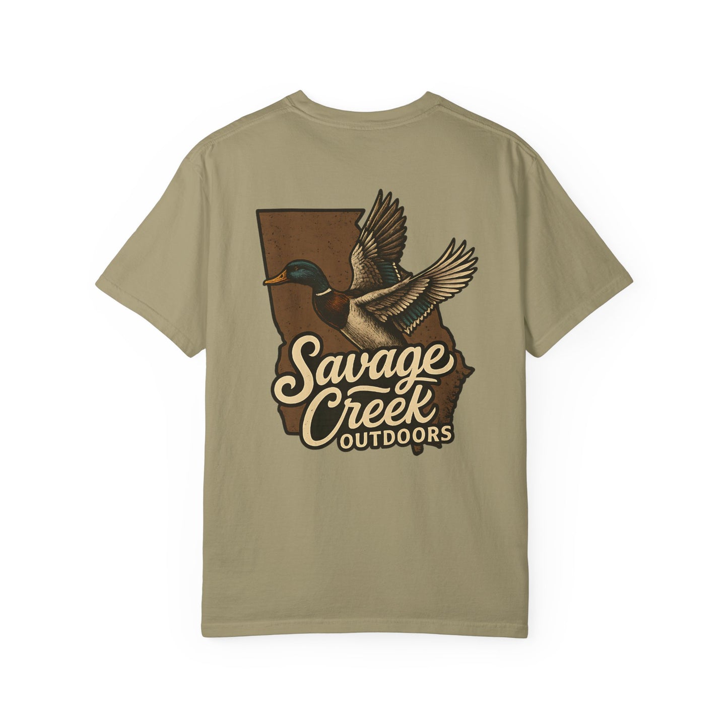 Savage Creek Outdoors GA Mallard Duck Unisex Short Sleeve T-Shirt With Back Design