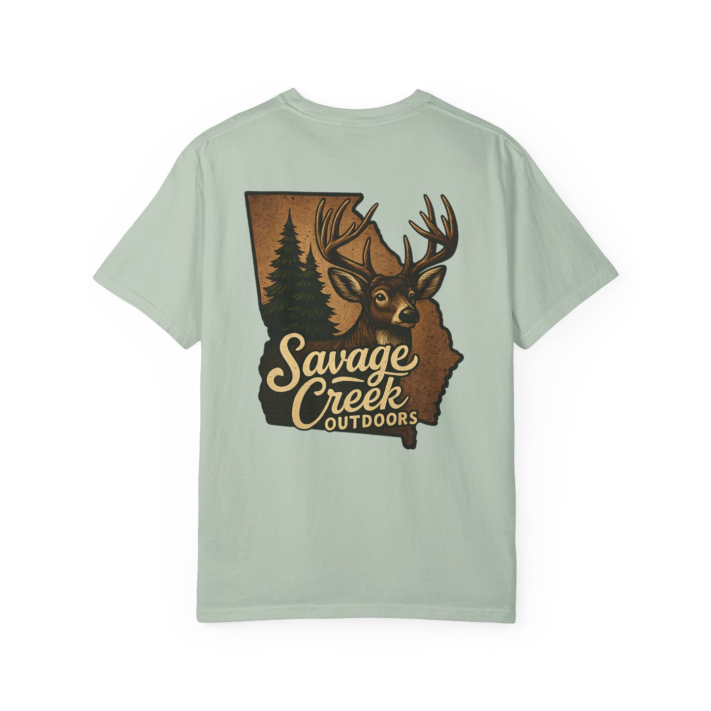 Savage Creek Outdoors GA Buck Unisex Short Sleeve T-Shirt With Back Design