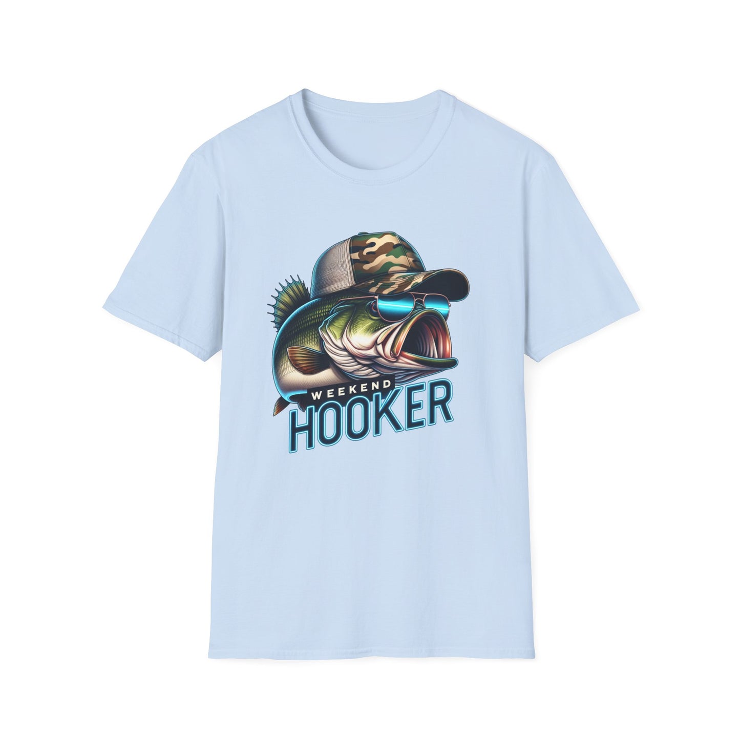 Weekend Hooker Bass Fishing Unisex Short Sleeve T-Shirt, Front Design