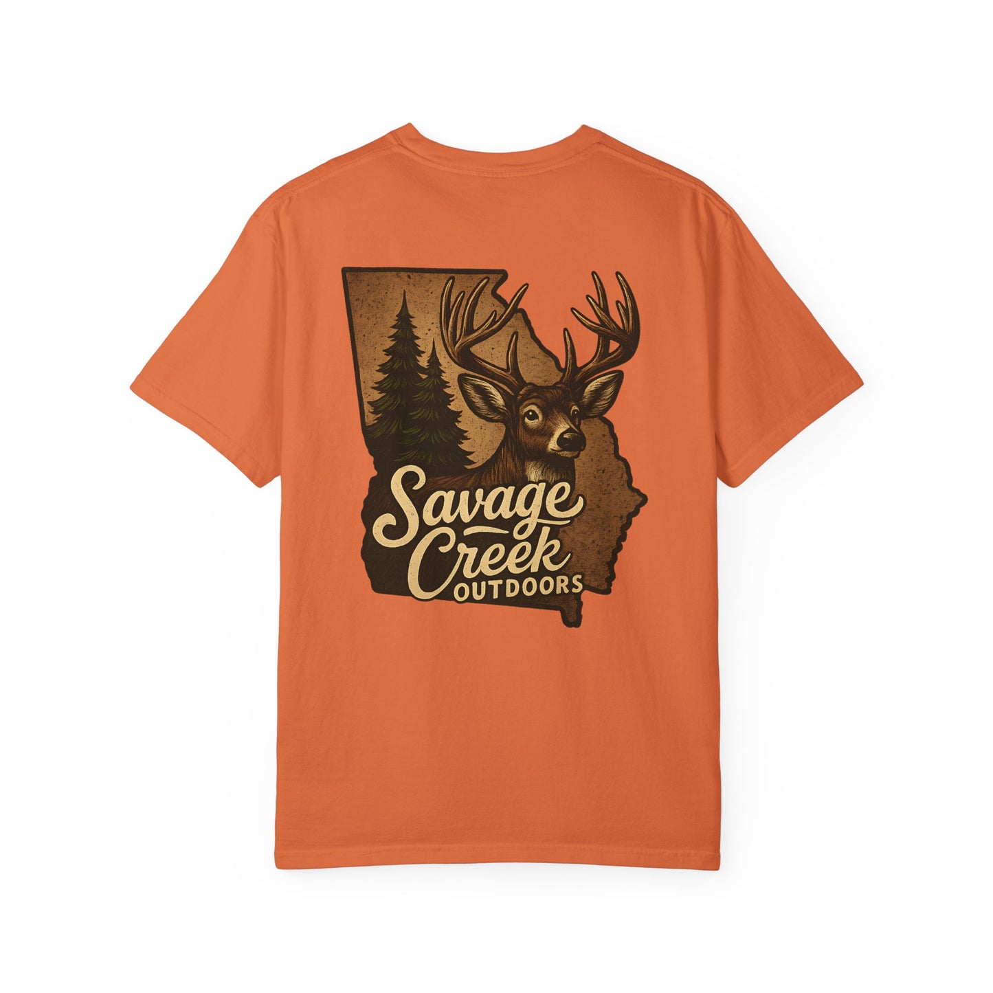 Savage Creek Outdoors GA Buck Unisex Short Sleeve T-Shirt With Back Design