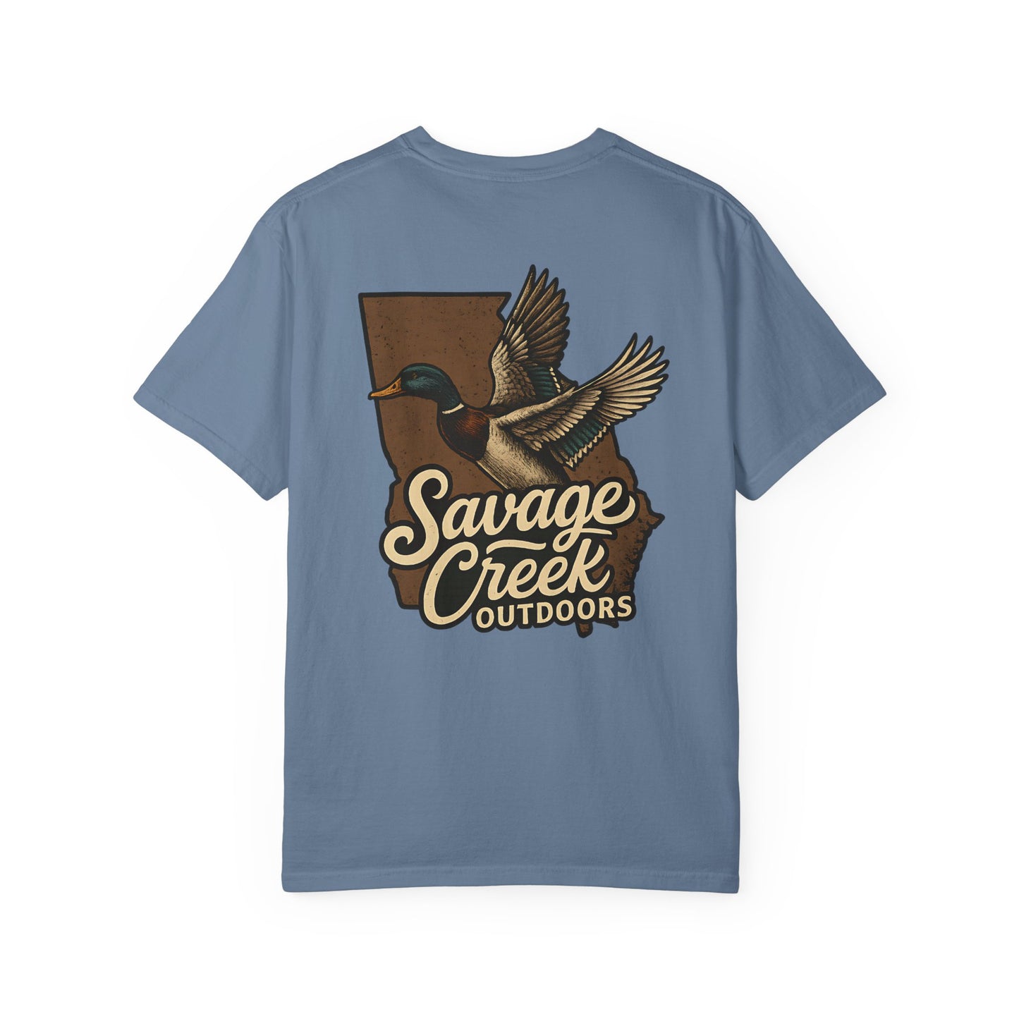 Savage Creek Outdoors GA Mallard Duck Unisex Short Sleeve T-Shirt With Back Design