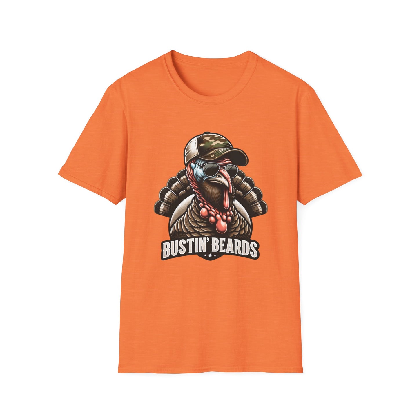 Bustin' Beards Turkey Hunting Unisex Short Sleeve T-Shirt, Front Design