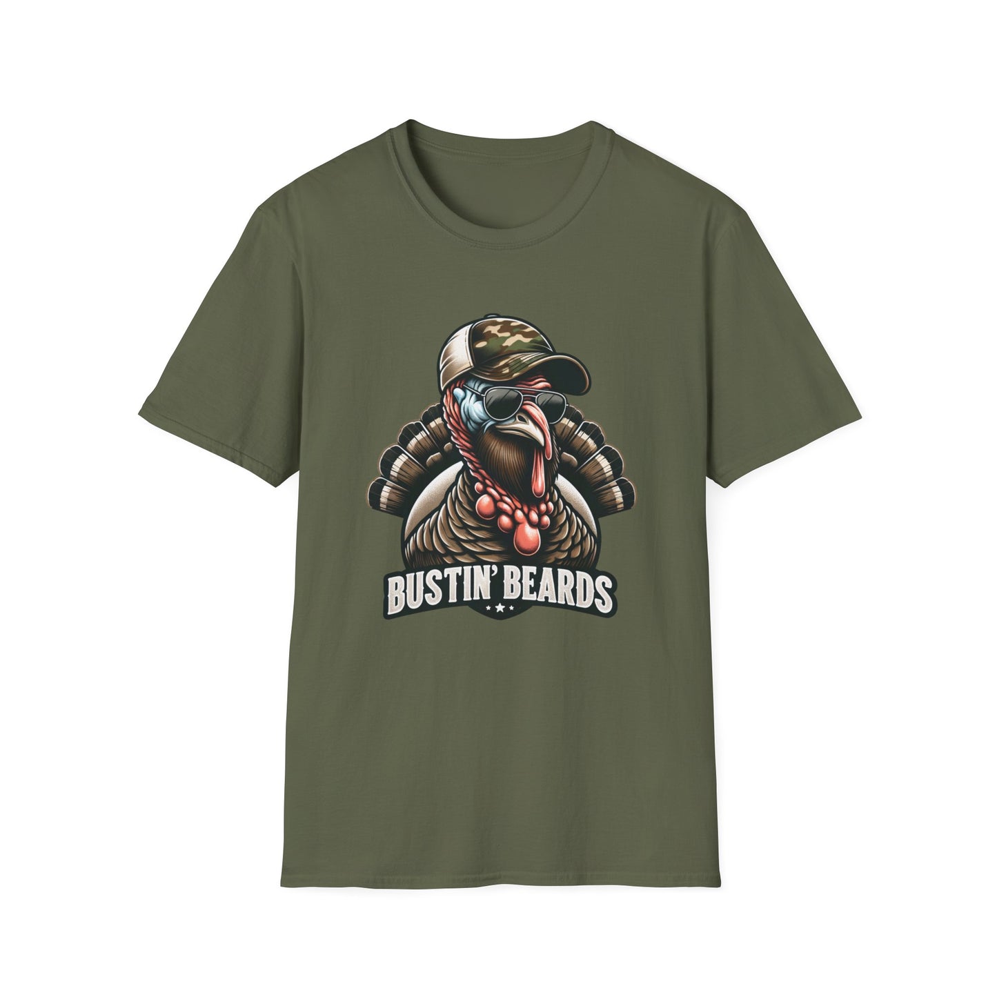 Bustin' Beards Turkey Hunting Unisex Short Sleeve T-Shirt, Front Design