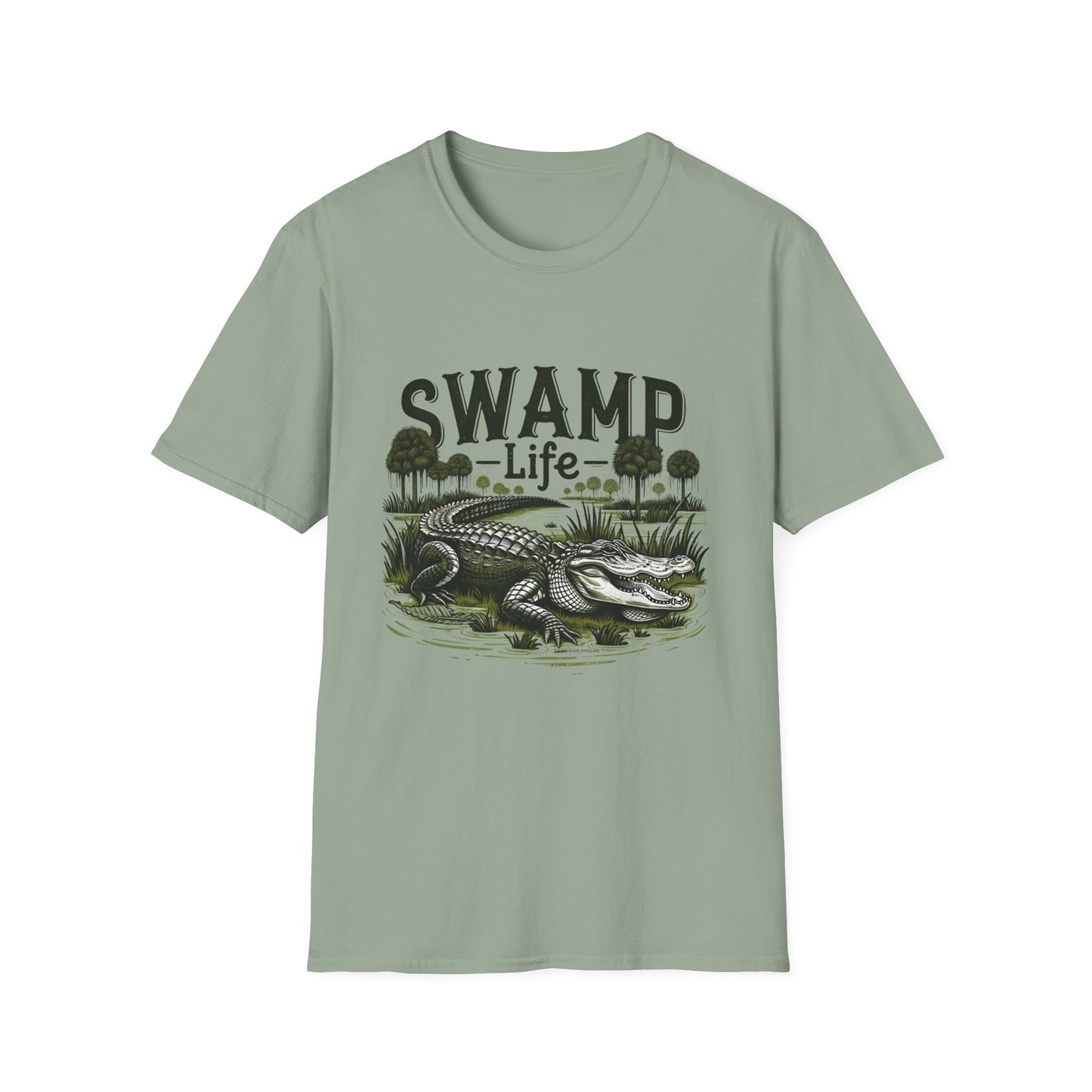 Swamp Life Alligator Unisex Short Sleeve T-Shirt, Front Design