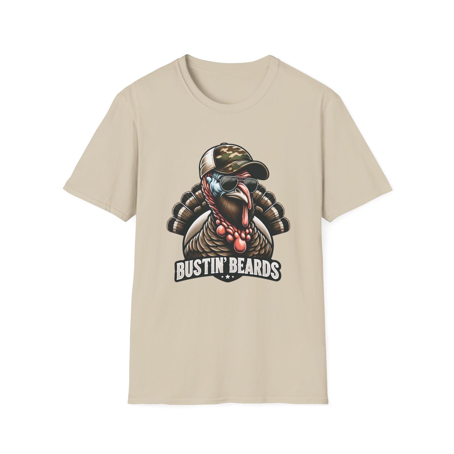 Bustin' Beards Turkey Hunting Unisex Short Sleeve T-Shirt, Front Design