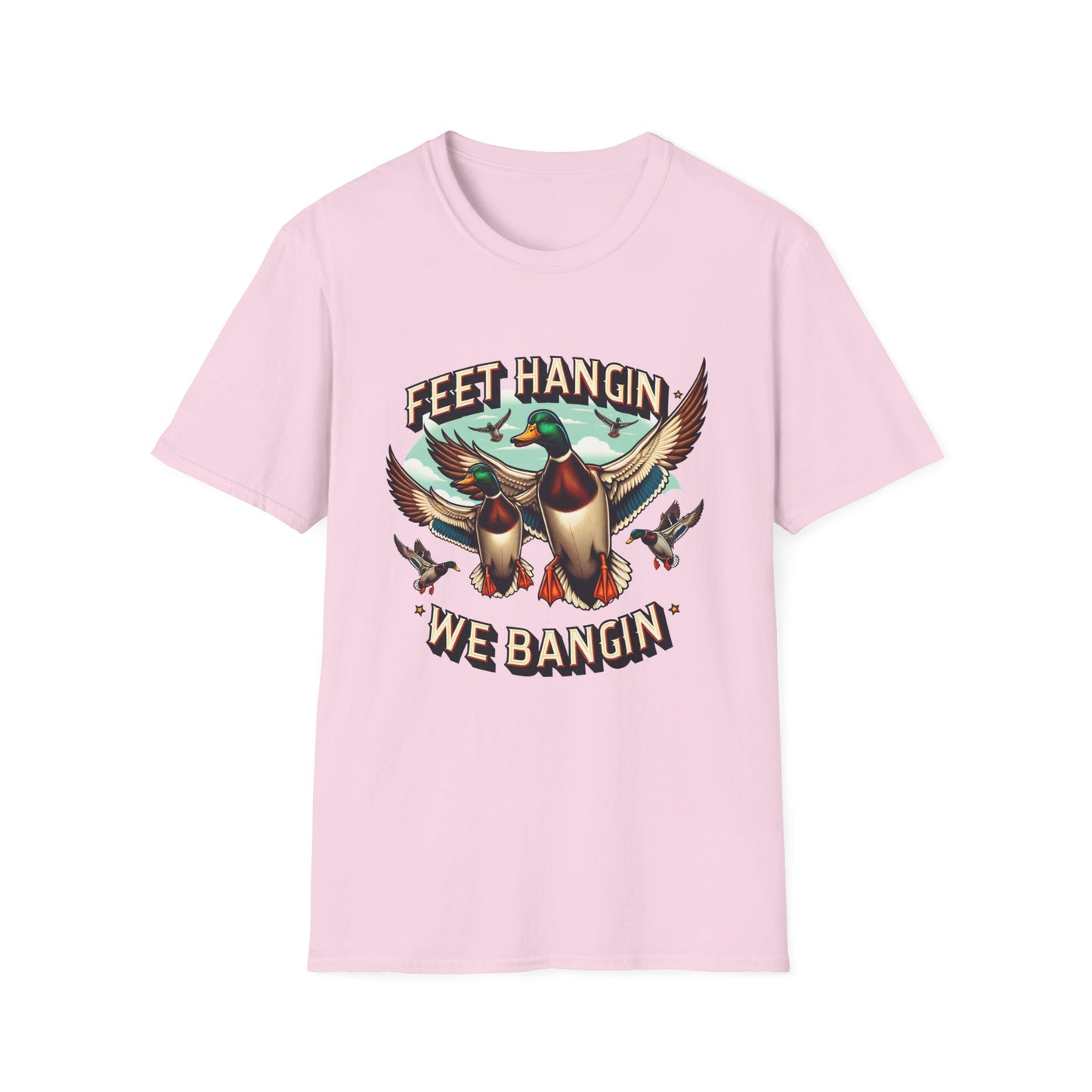 Feet Hangin' We Bangin' Duck Hunting Unisex Short Sleeve T-Shirt, Front Design