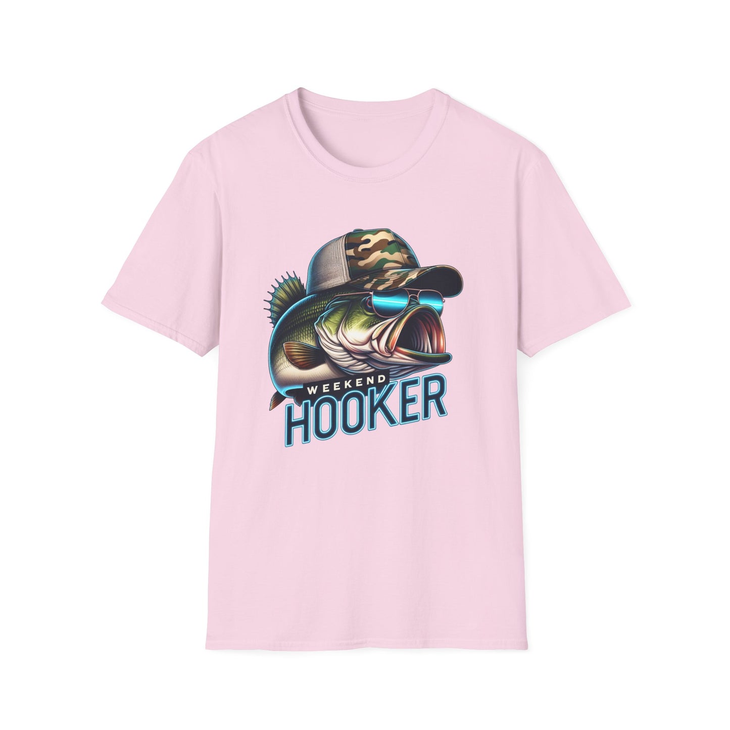 Weekend Hooker Bass Fishing Unisex Short Sleeve T-Shirt, Front Design
