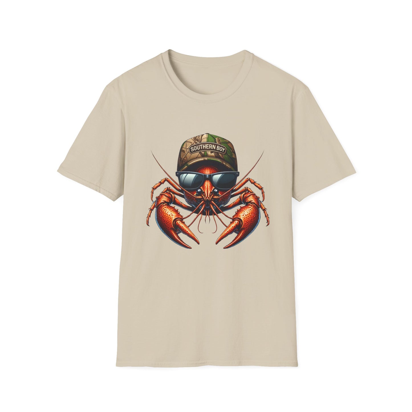 Southern Boy Crawfish Unisex Short Sleeve T-Shirt, Front Design