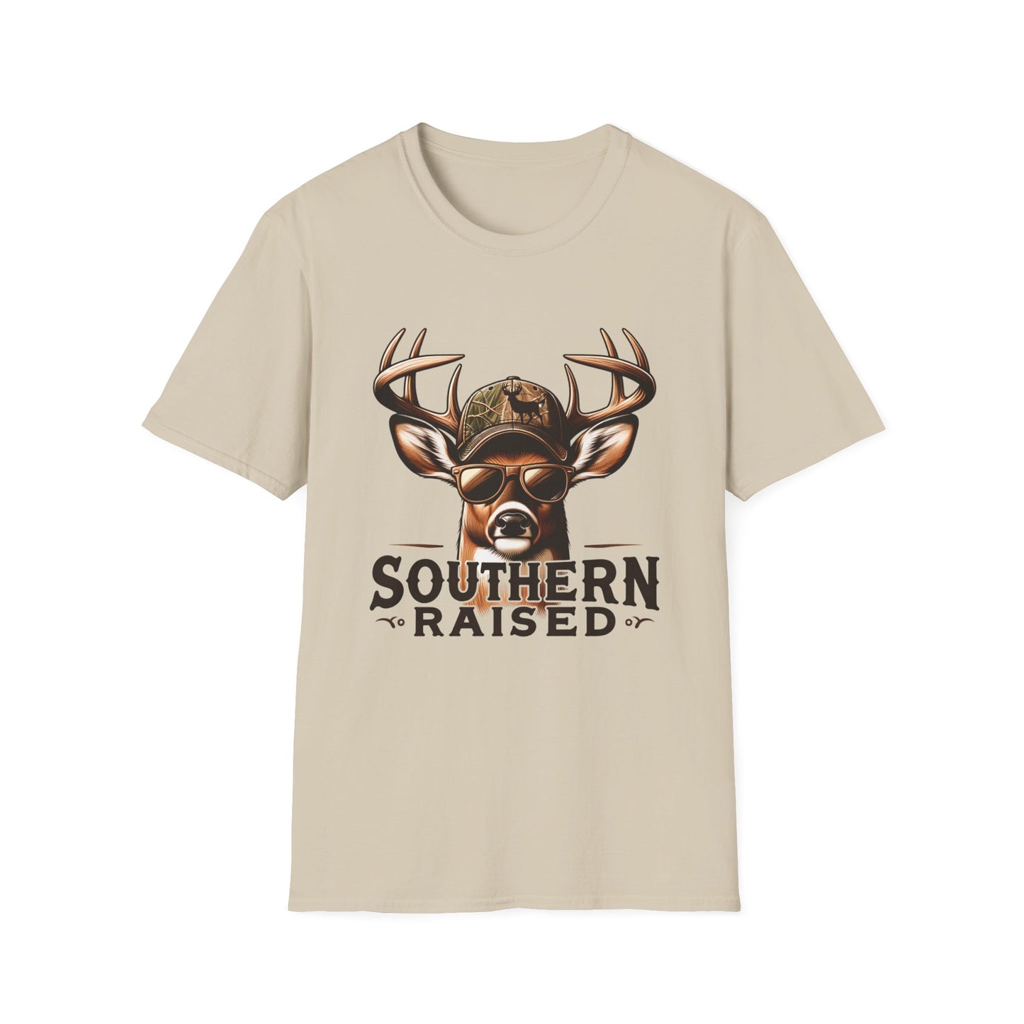 Southern Raised Whitetail Buck Unisex Short Sleeve T-Shirt, Front Design
