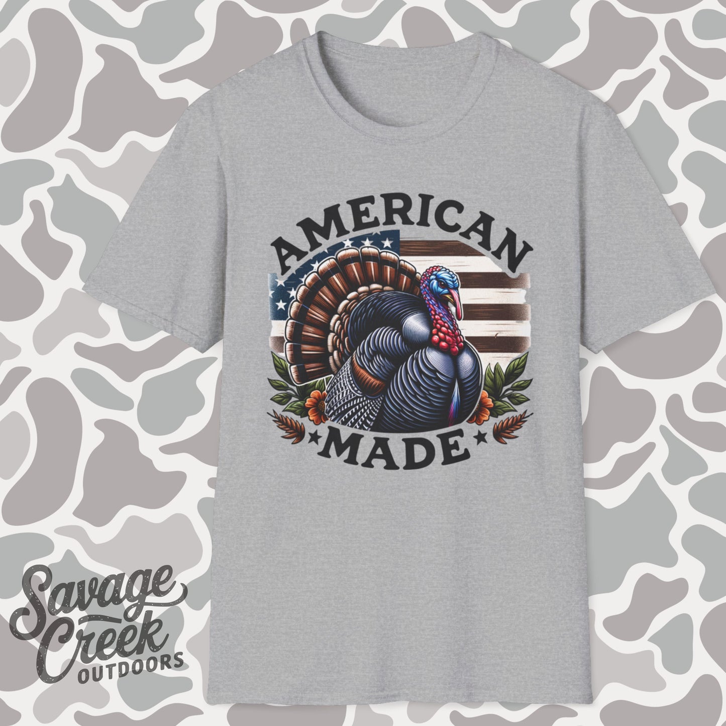 American Made Tom Turkey Patriotic Unisex Short Sleeve T-Shirt, Front Design