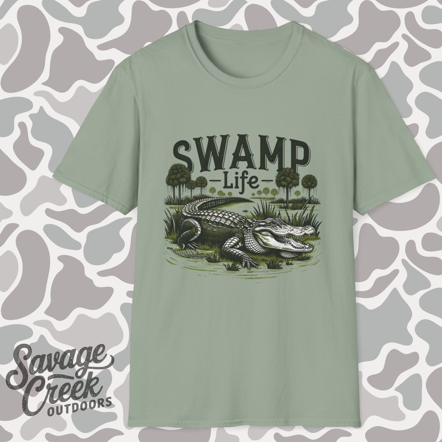 Swamp Life Alligator Unisex Short Sleeve T-Shirt, Front Design