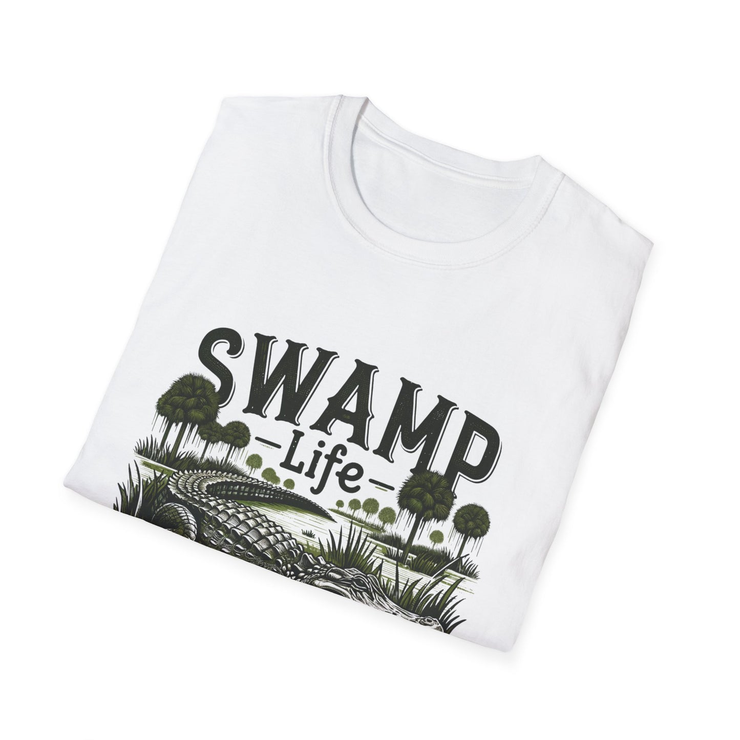 Swamp Life Alligator Unisex Short Sleeve T-Shirt, Front Design