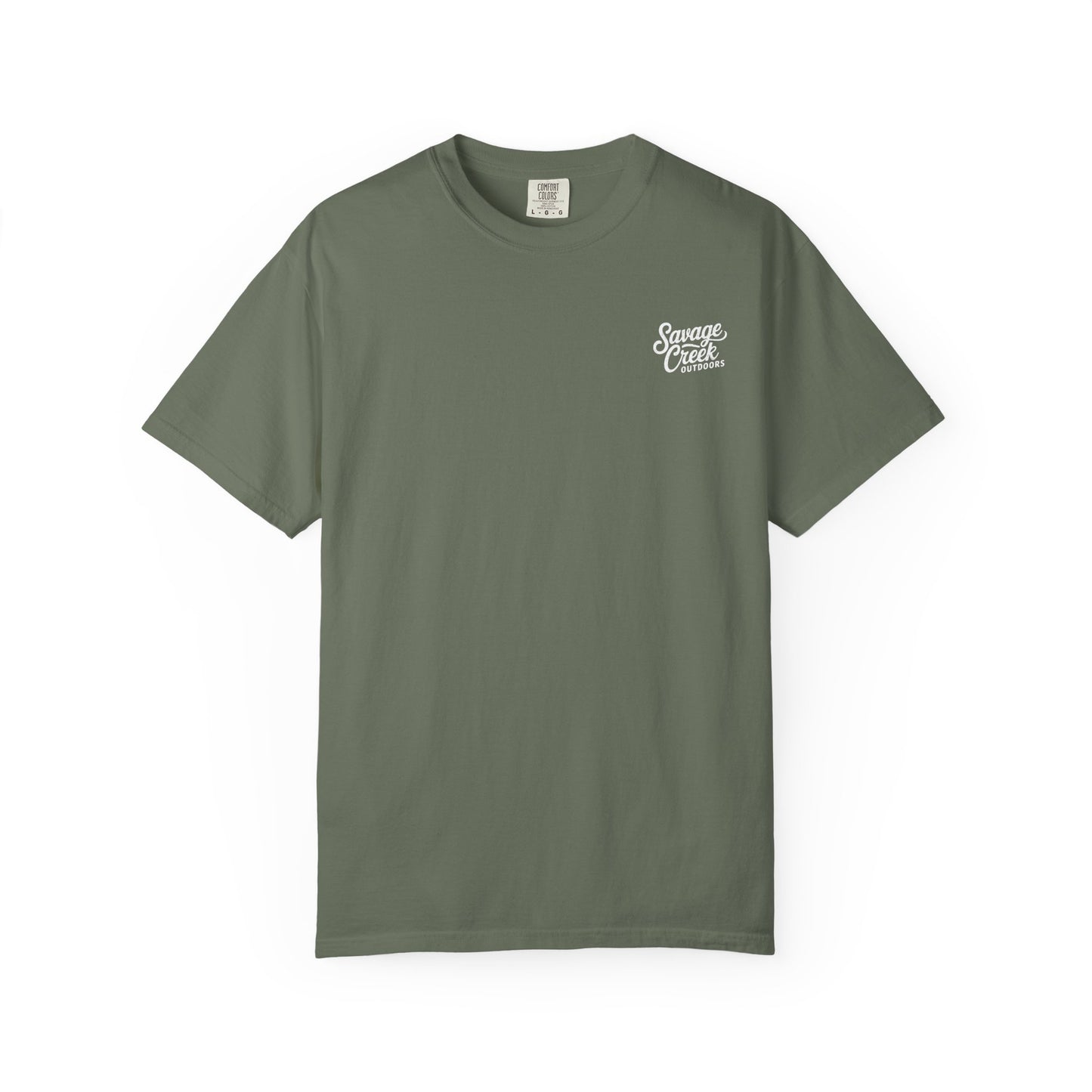 Savage Creek Patriotic Deer Hunting Unisex Short Sleeve T-Shirt With Back Design