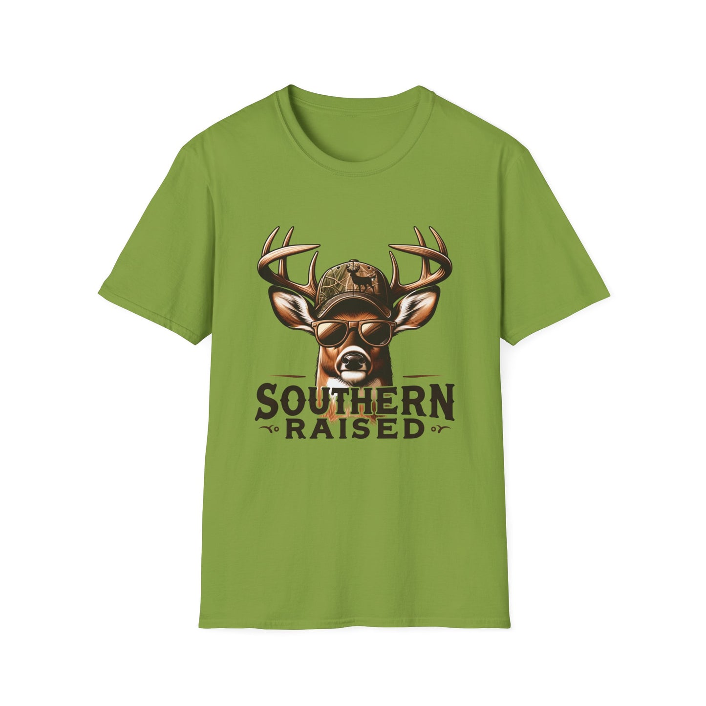 Southern Raised Whitetail Buck Unisex Short Sleeve T-Shirt, Front Design