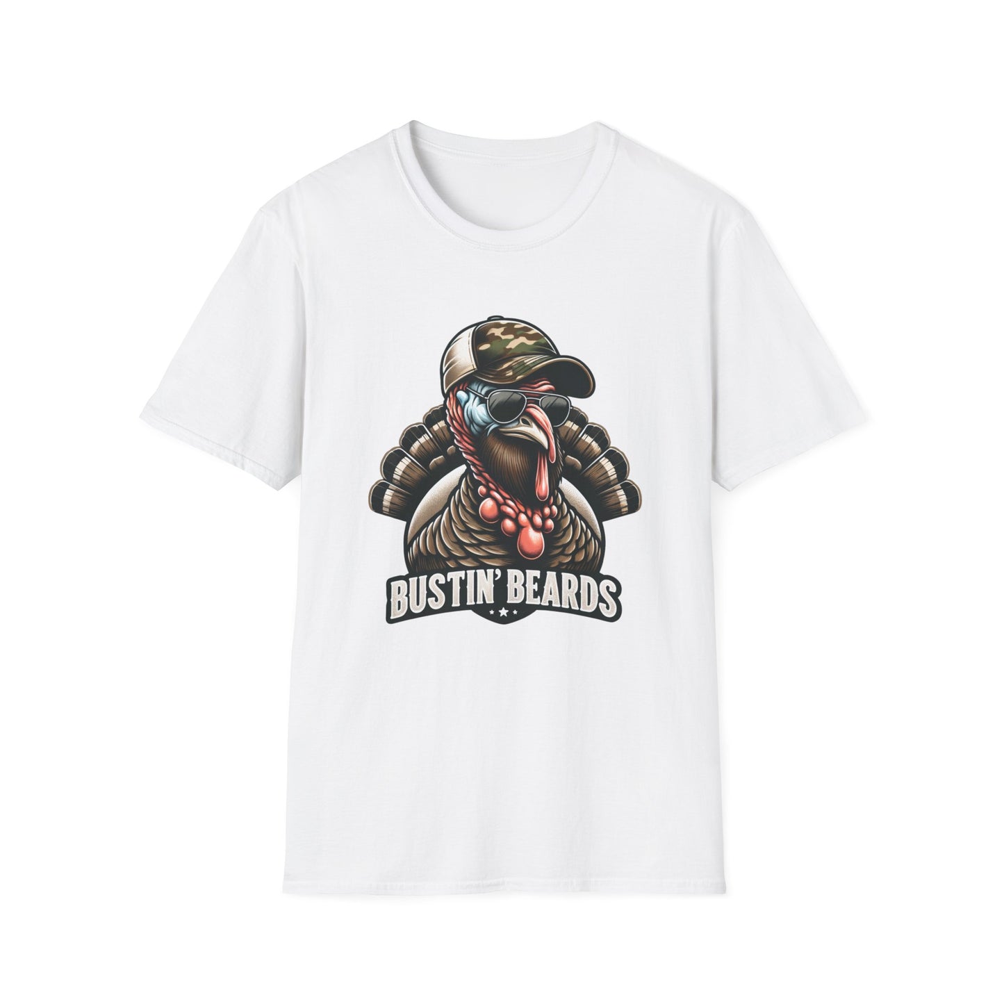 Bustin' Beards Turkey Hunting Unisex Short Sleeve T-Shirt, Front Design
