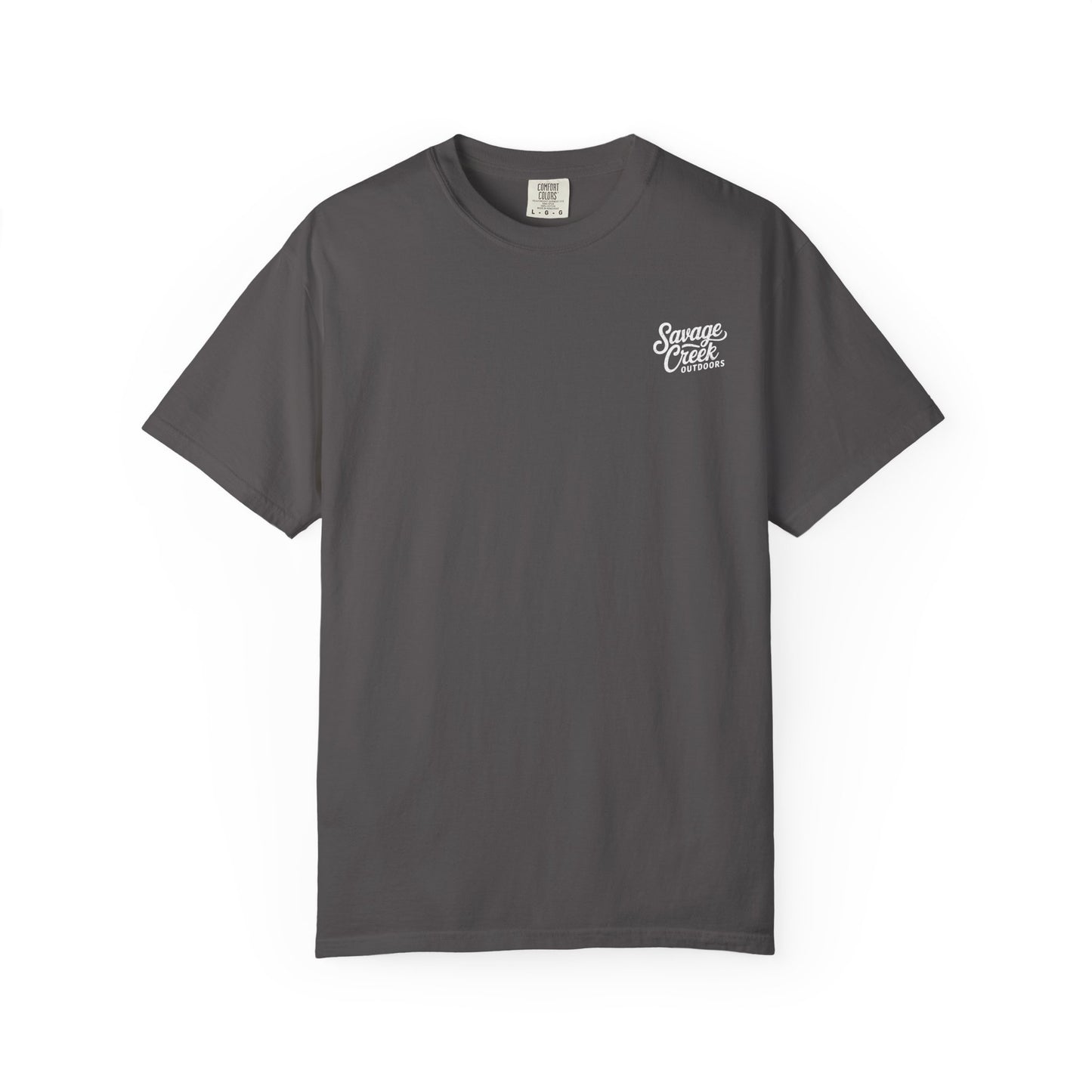 Savage Creek Patriotic Deer Hunting Unisex Short Sleeve T-Shirt With Back Design