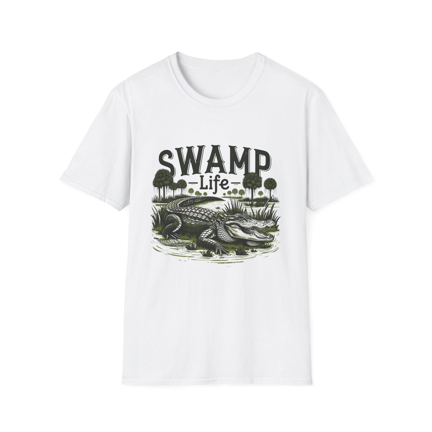 Swamp Life Alligator Unisex Short Sleeve T-Shirt, Front Design