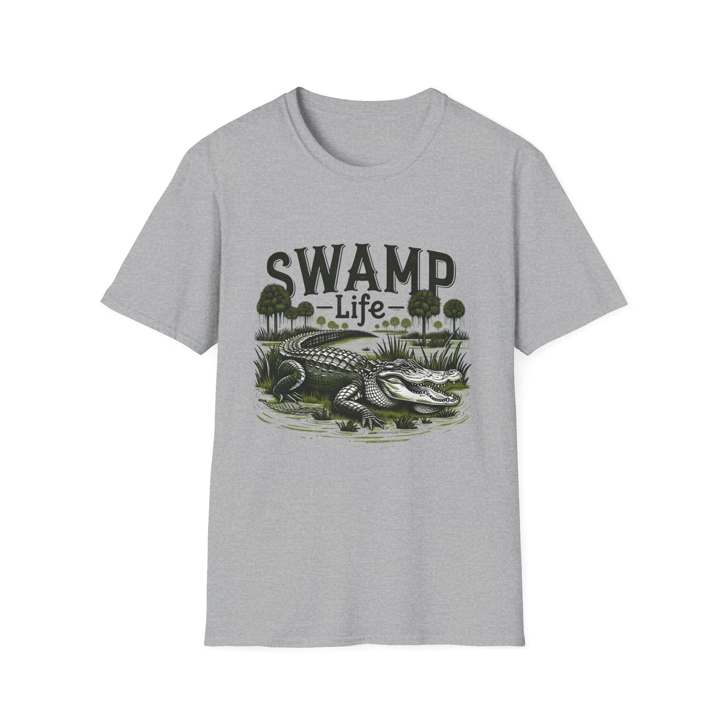 Swamp Life Alligator Unisex Short Sleeve T-Shirt, Front Design