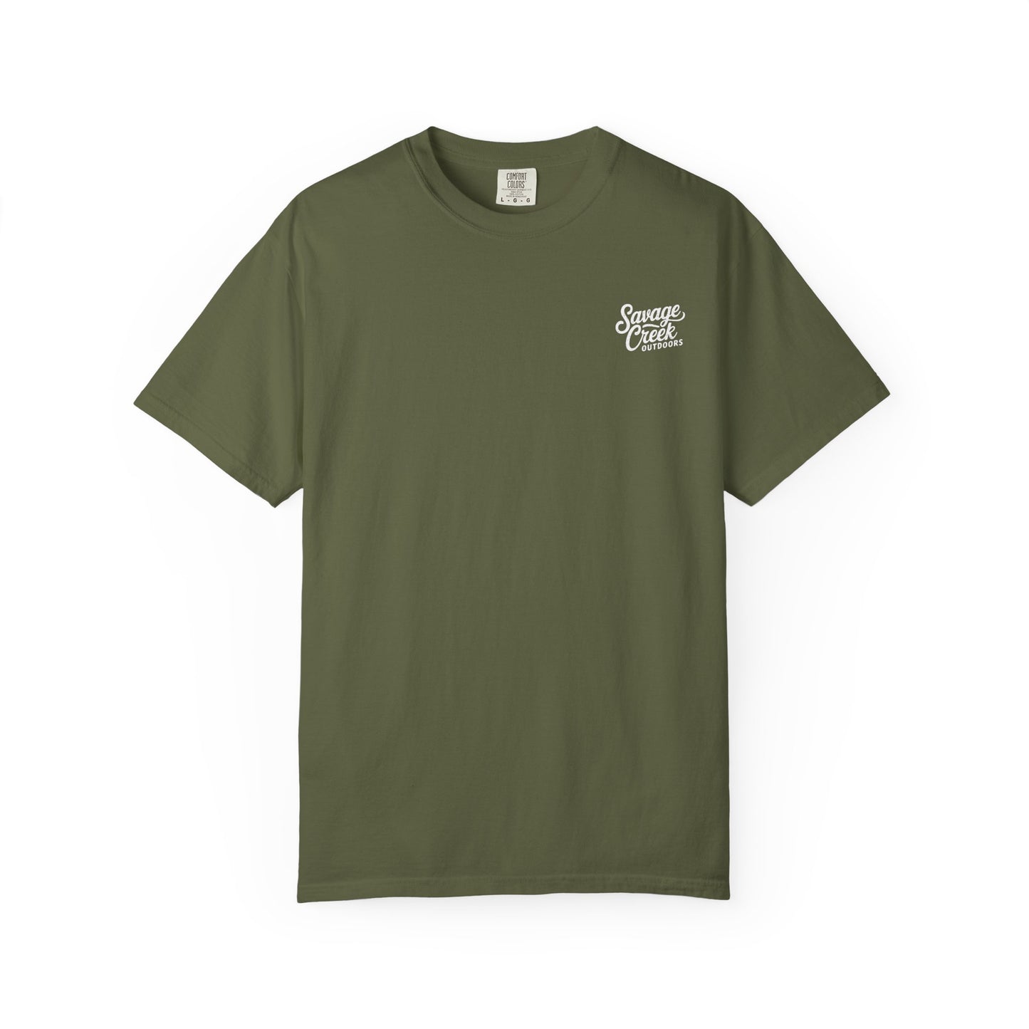 Savage Creek Patriotic Deer Hunting Unisex Short Sleeve T-Shirt With Back Design