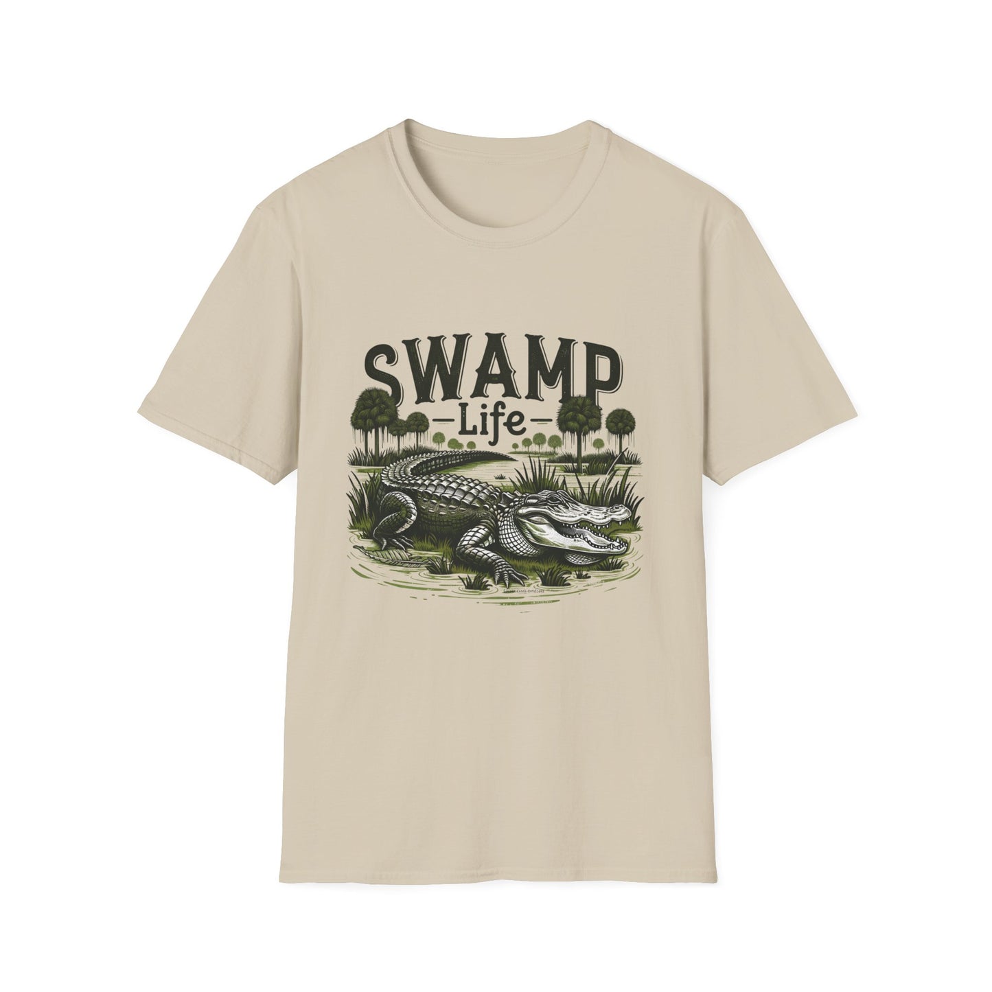 Swamp Life Alligator Unisex Short Sleeve T-Shirt, Front Design