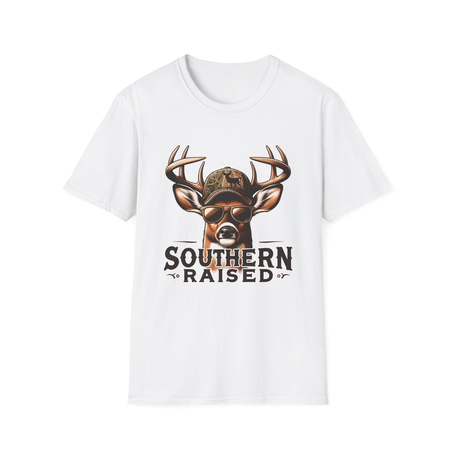 Southern Raised Whitetail Buck Unisex Short Sleeve T-Shirt, Front Design