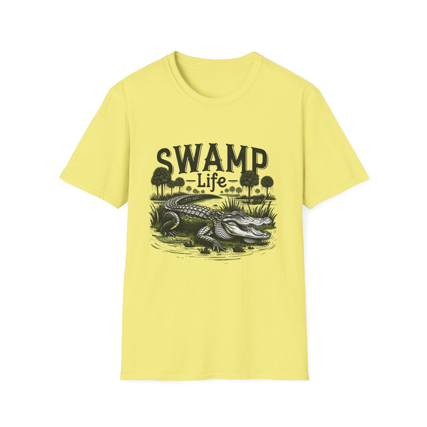 Swamp Life Alligator Unisex Short Sleeve T-Shirt, Front Design