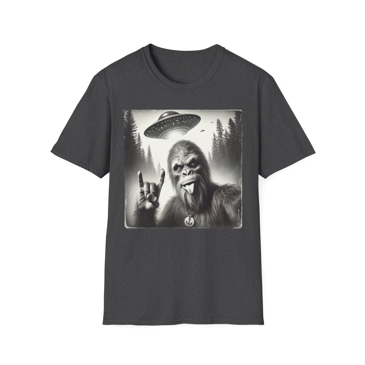 Bigfoot/Sasquatch Selfie Unisex Short Sleeve T-Shirt, Front Design