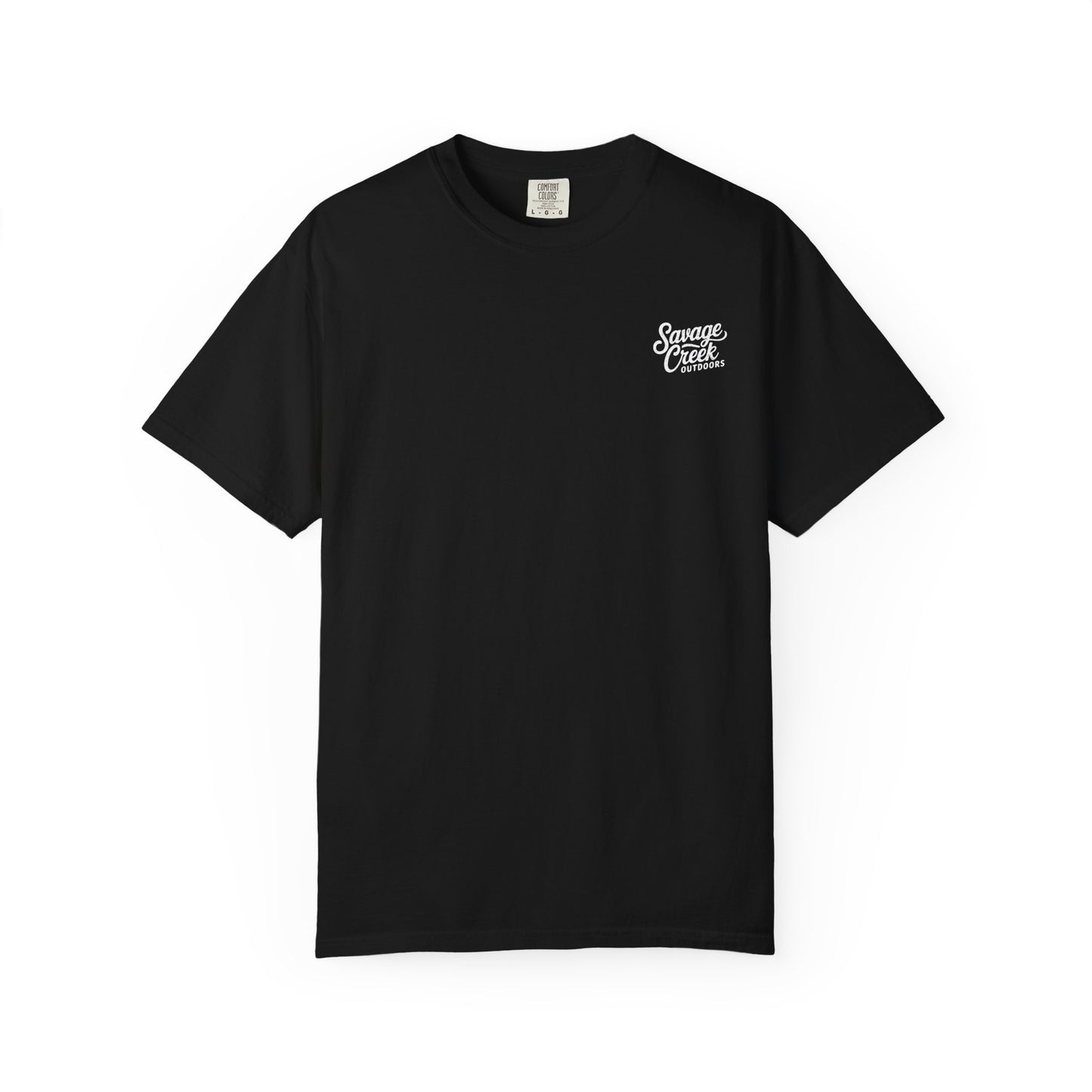 Savage Creek Patriotic Deer Hunting Unisex Short Sleeve T-Shirt With Back Design