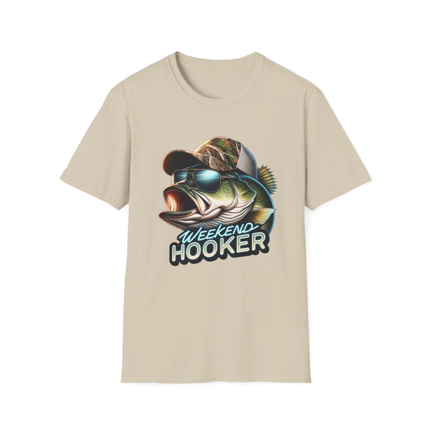 Weekend Hooker Bass Fishing Unisex Short Sleeve T-Shirt, Front Design