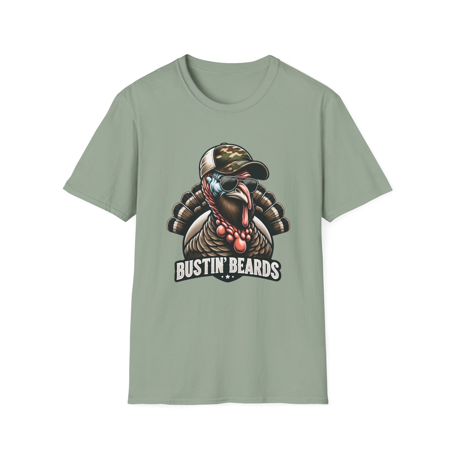 Bustin' Beards Turkey Hunting Unisex Short Sleeve T-Shirt, Front Design