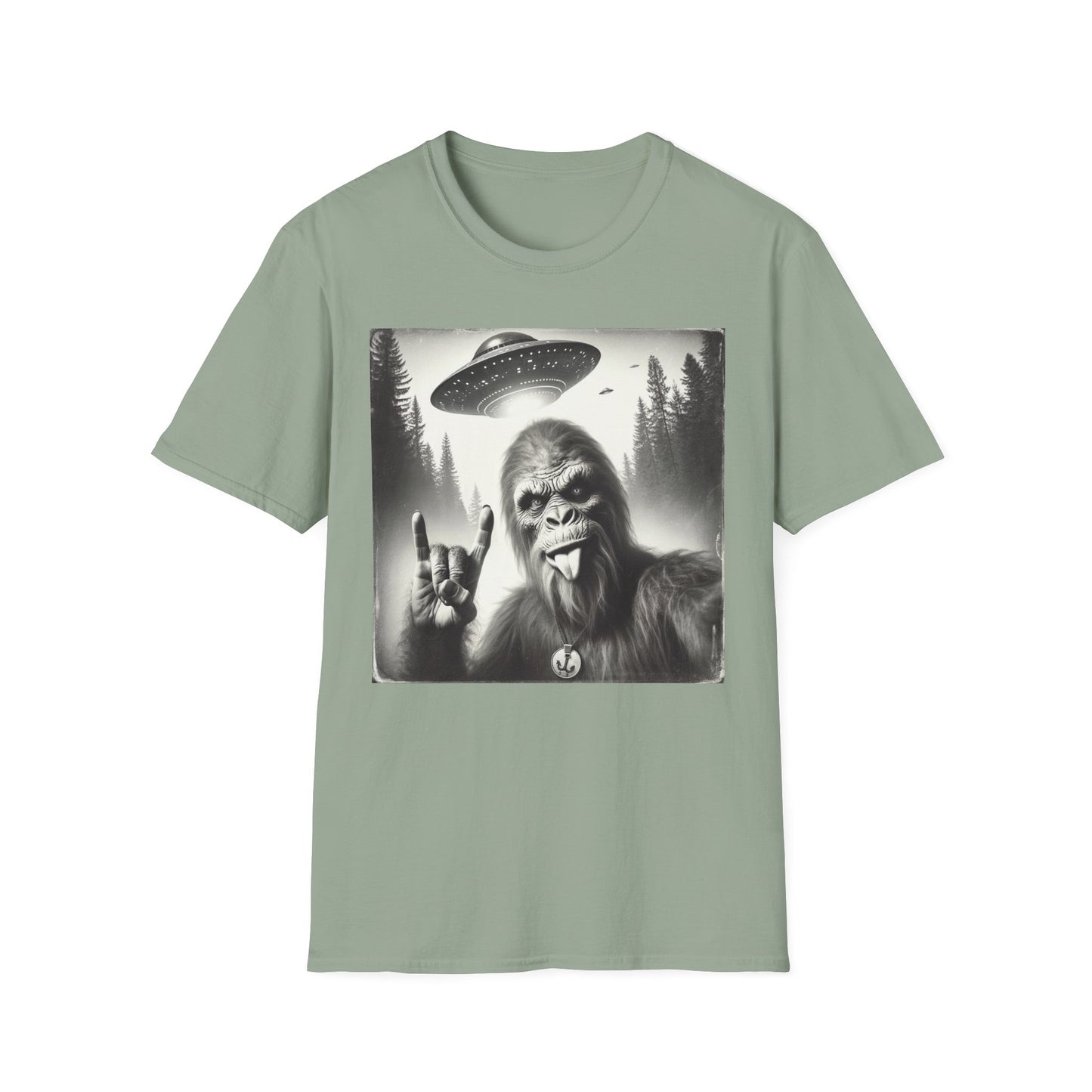 Bigfoot/Sasquatch Selfie Unisex Short Sleeve T-Shirt, Front Design