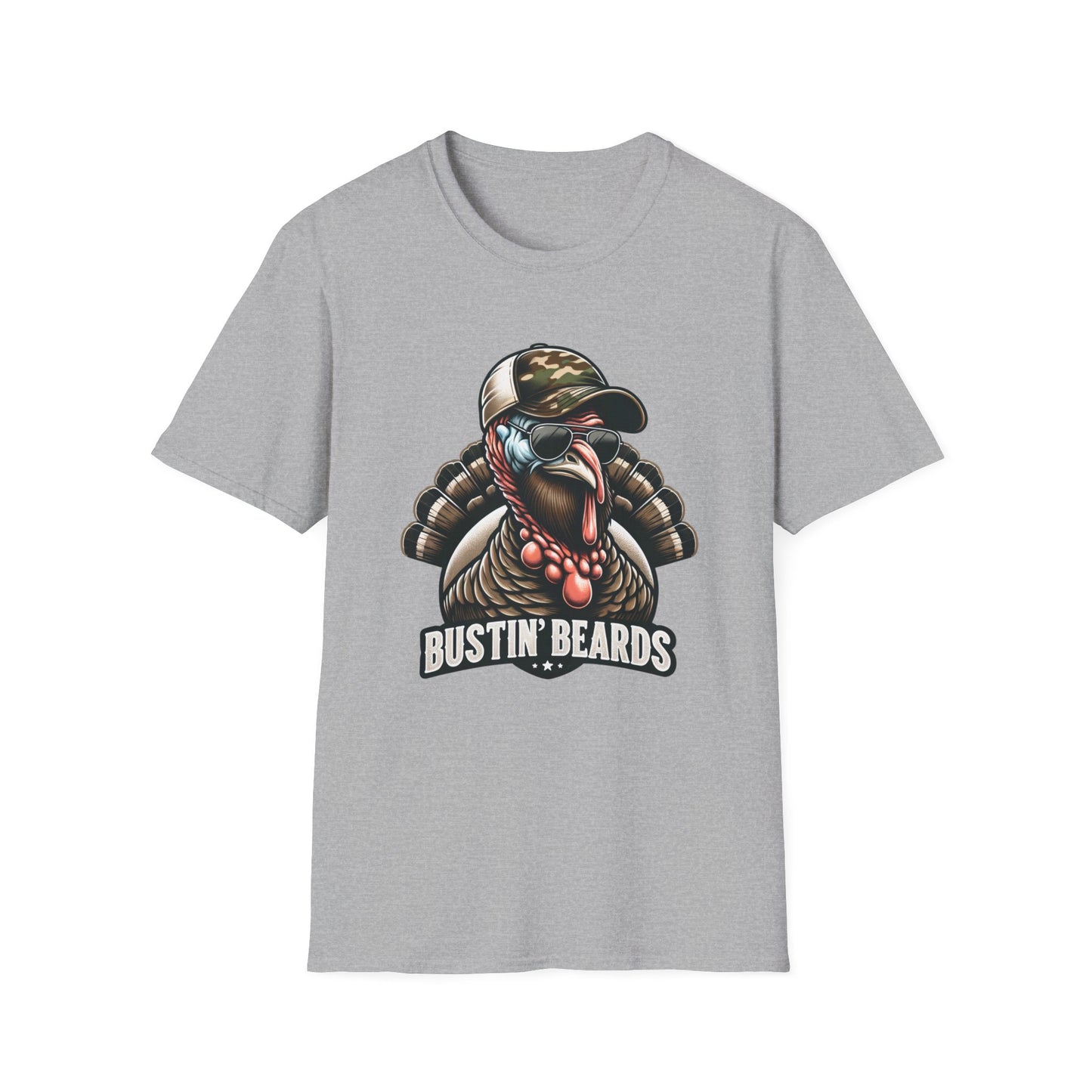 Bustin' Beards Turkey Hunting Unisex Short Sleeve T-Shirt, Front Design