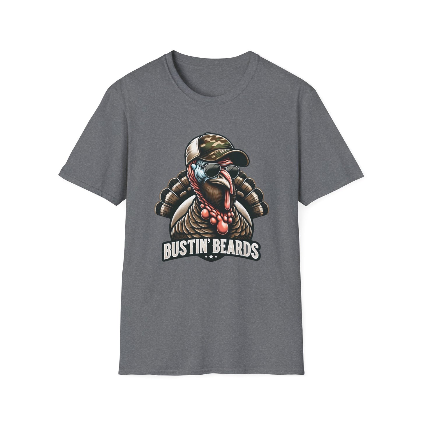 Bustin' Beards Turkey Hunting Unisex Short Sleeve T-Shirt, Front Design