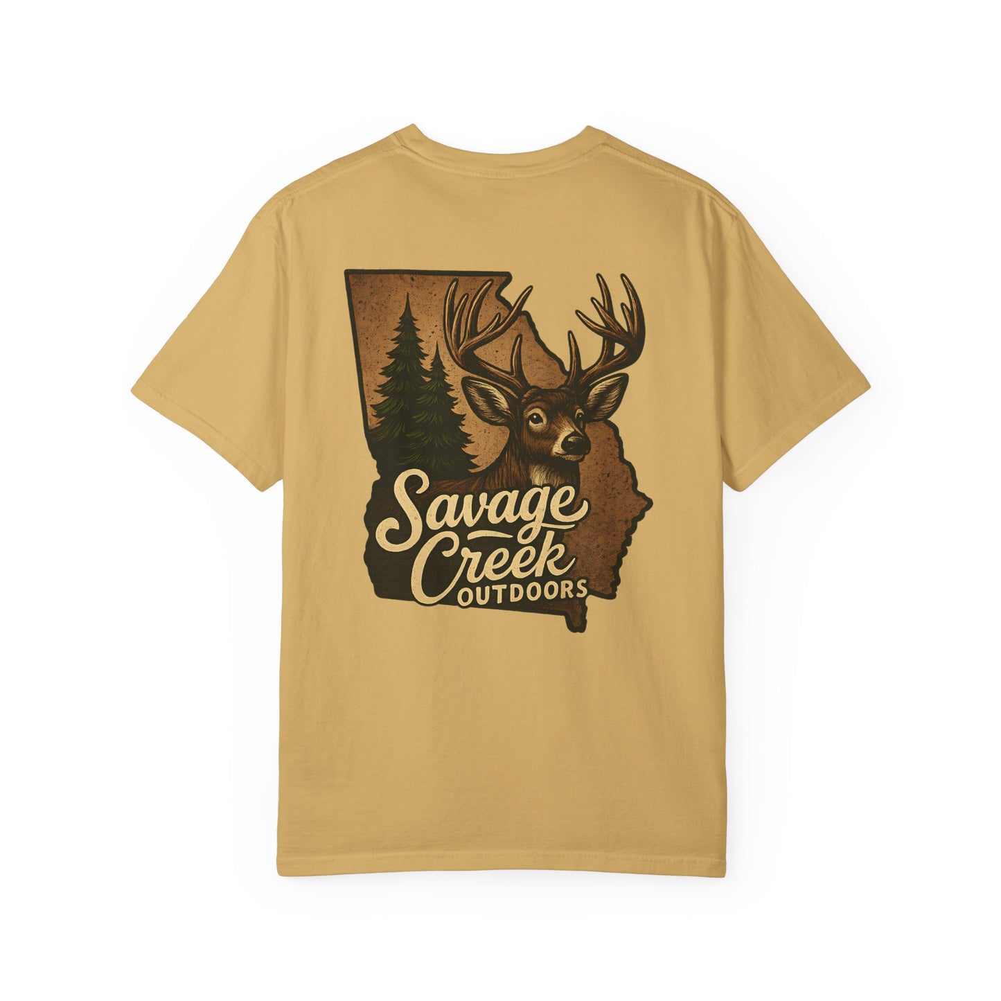 Savage Creek Outdoors GA Buck Unisex Short Sleeve T-Shirt With Back Design