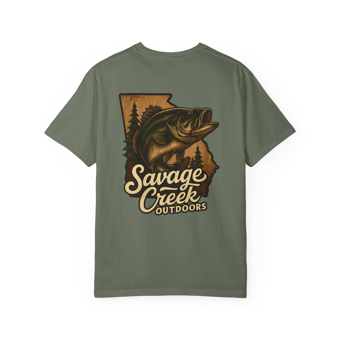 Savage Creek Outdoors Largemouth Bass Unisex Short Sleeve T-Shirt With Back Design
