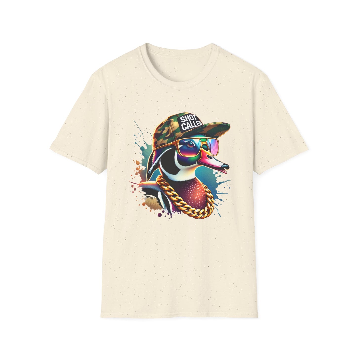 Shot Caller Camo Hat Wood Duck Unisex Short Sleeve T-Shirt, Front Design