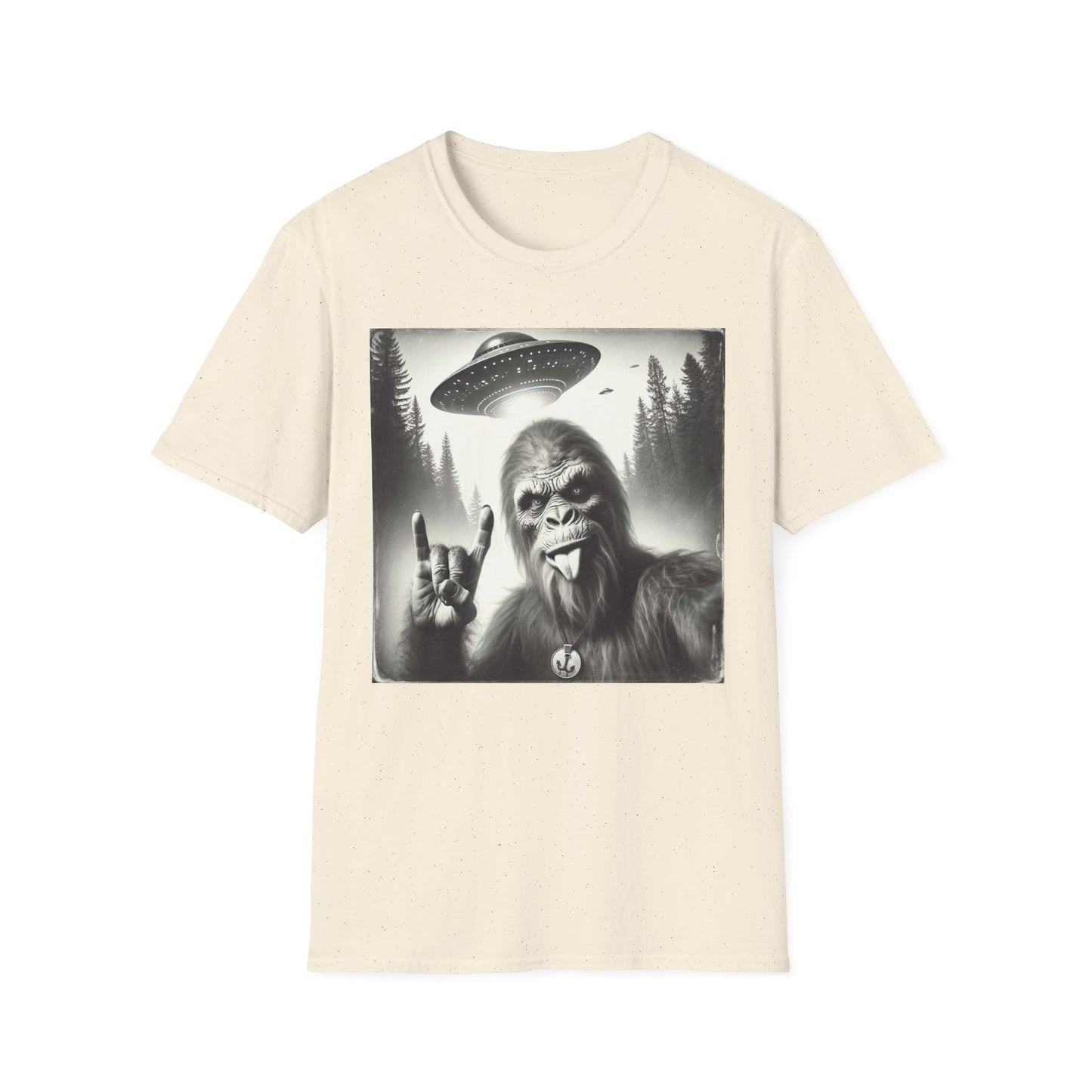 Bigfoot/Sasquatch Selfie Unisex Short Sleeve T-Shirt, Front Design