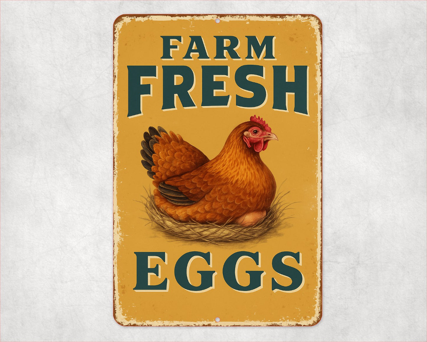 Farm Fresh Eggs Sign, Chicken Coop Sign, 8x12 Aluminum Sign, UV Resistant Outdoor Sign, Door Sign, Farmhouse Decor