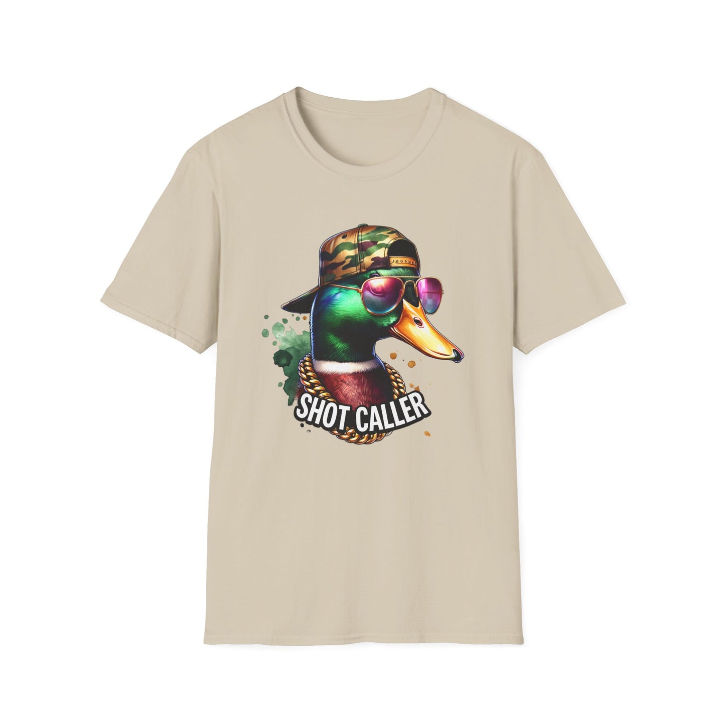 Shot Caller Mallard Duck Camo Hat Unisex Short Sleeve T-Shirt, Front Design