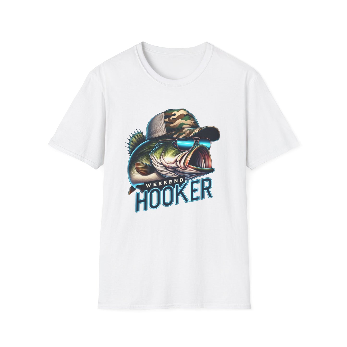 Weekend Hooker Bass Fishing Unisex Short Sleeve T-Shirt, Front Design