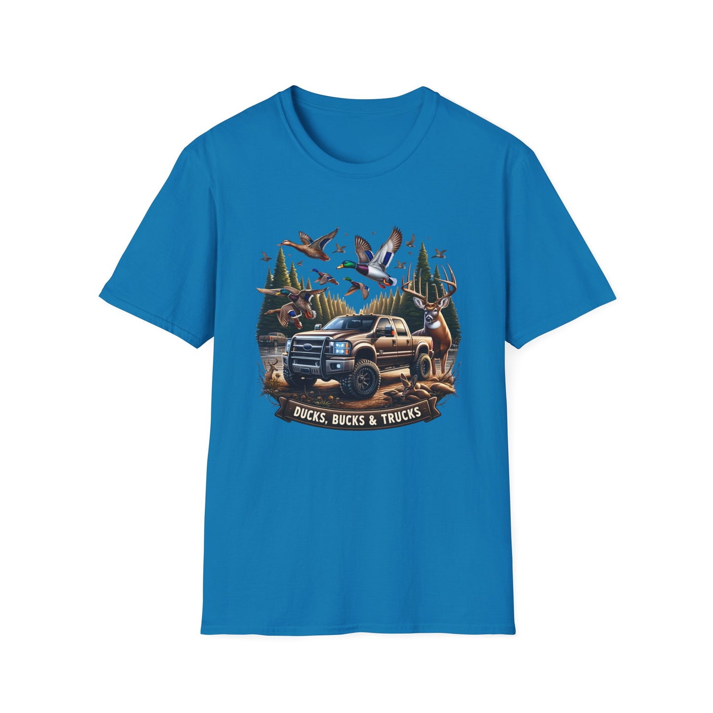 Ducks, Bucks & Trucks Unisex Short Sleeve T-Shirt, Front Design