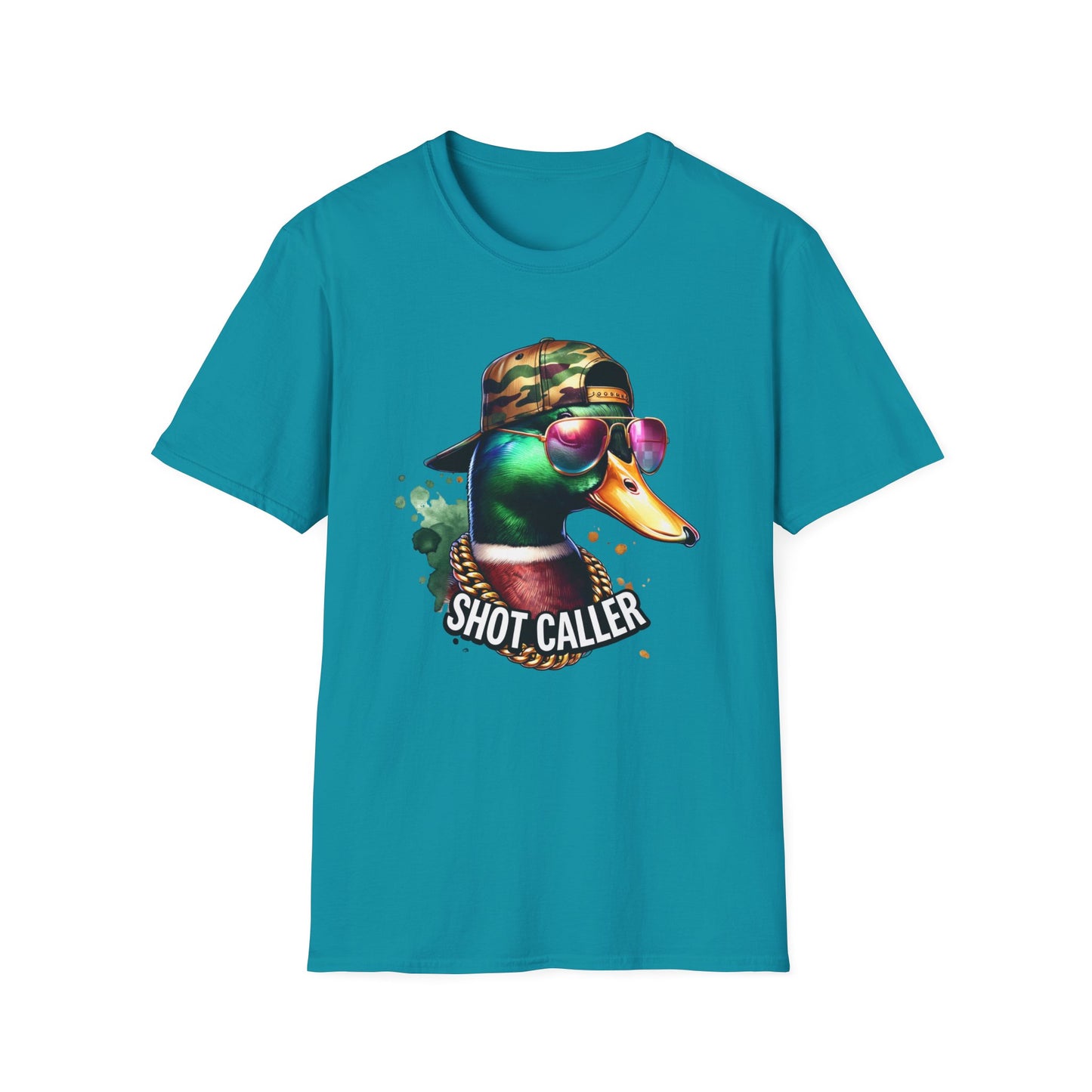 Shot Caller Mallard Duck Camo Hat Unisex Short Sleeve T-Shirt, Front Design