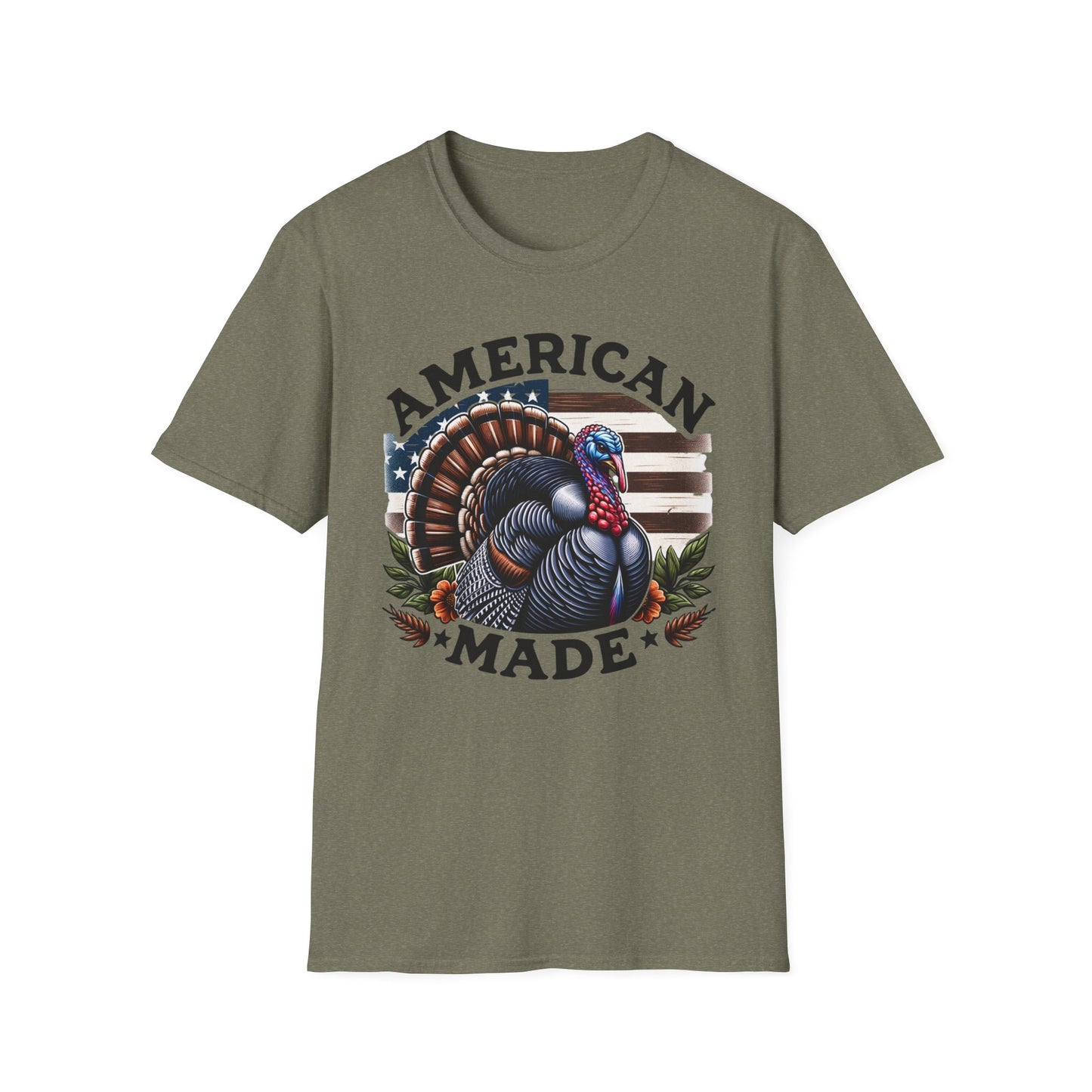 American Made Tom Turkey Patriotic Unisex Short Sleeve T-Shirt, Front Design