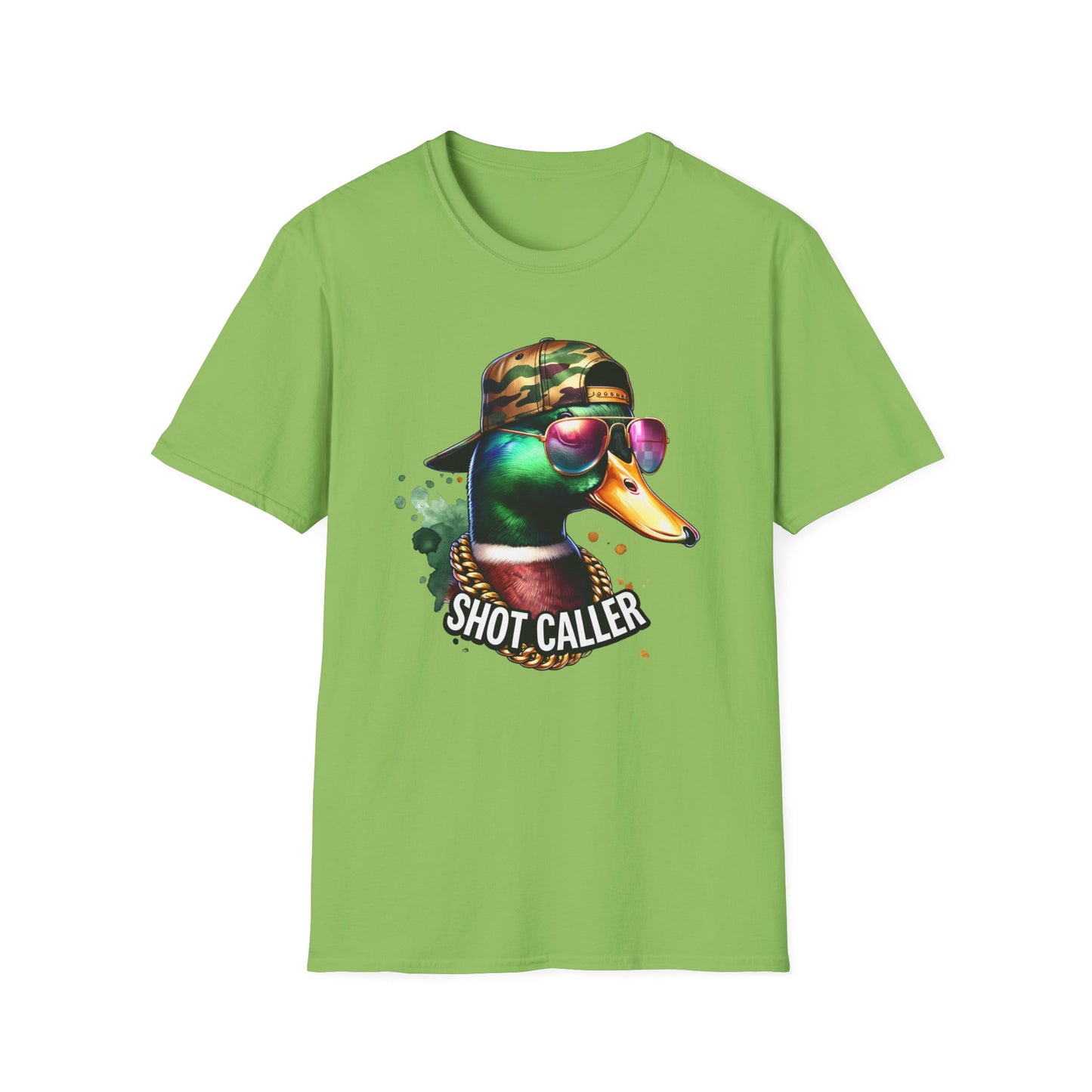 Shot Caller Mallard Duck Camo Hat Unisex Short Sleeve T-Shirt, Front Design