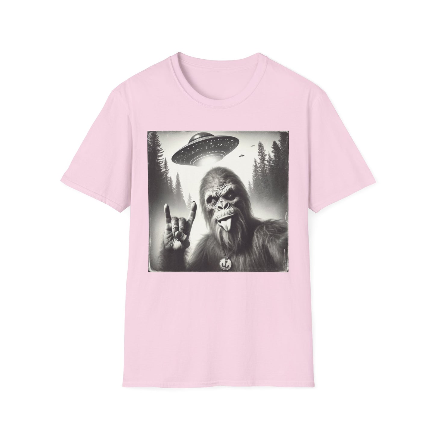 Bigfoot/Sasquatch Selfie Unisex Short Sleeve T-Shirt, Front Design