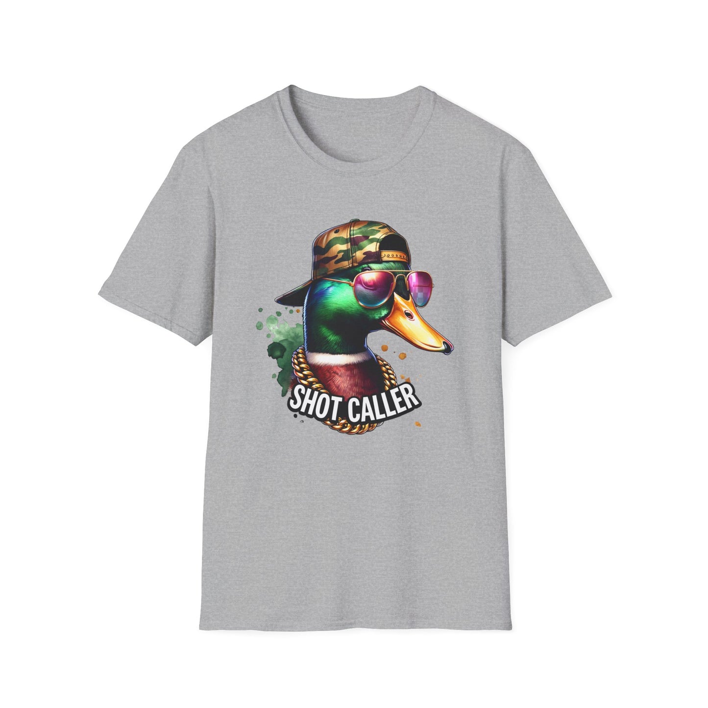 Shot Caller Mallard Duck Camo Hat Unisex Short Sleeve T-Shirt, Front Design